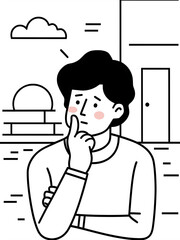 a flat vector illustration depicting someone pondering or contemplating