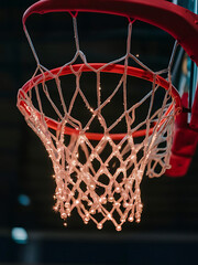 Fototapeta na wymiar an image capturing the warmth of light filtering through a basketball net