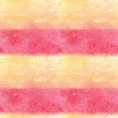 Watercolor horizontal stripes seamless pattern in yellow and pink, red