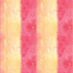 Watercolor vertical stripes seamless pattern in yellow and pink, red