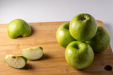green apples white background