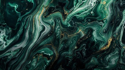 Closeup of a fractal art pattern resembling a green and gold marble texture banner