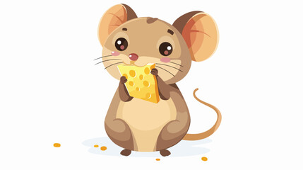 Cute playful mouse eating cheese vector baby mouse car