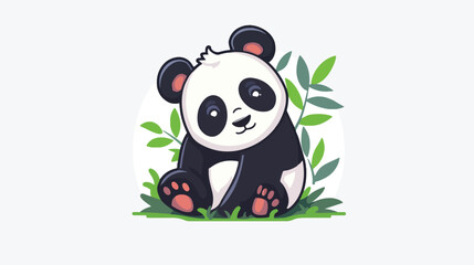 Cute playful panda vector logo jungle animal character
