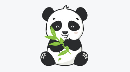 Cute playful panda vector logo jungle animal character