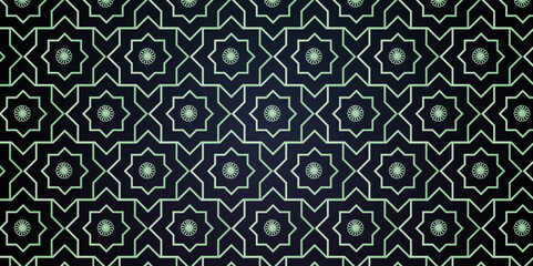 seamless flower pattern of green and black vector illustration old ornate style fabric backdrop background.