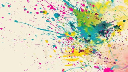 colorful artistic paint splashes on a white background