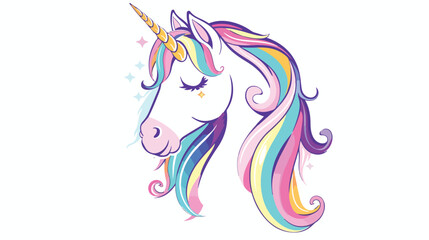 Cute unicorn face head.Vector cartoon character Illustration