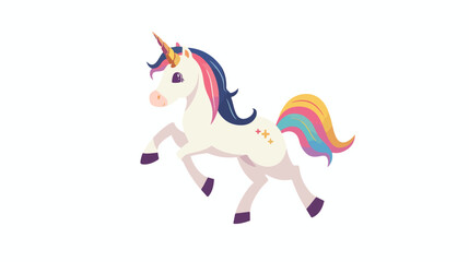 Cute unicorn isolated on the white background. flat vector