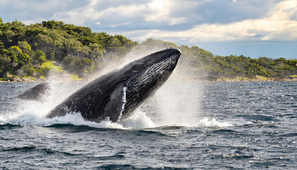 Fototapeta premium ジャンプする巨大なクジラ