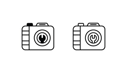 Camera icon design with white background stock illustration