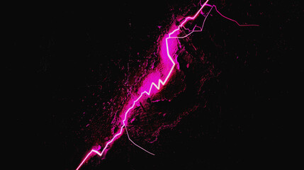 Abstract effect Single pink energy lines on black background.