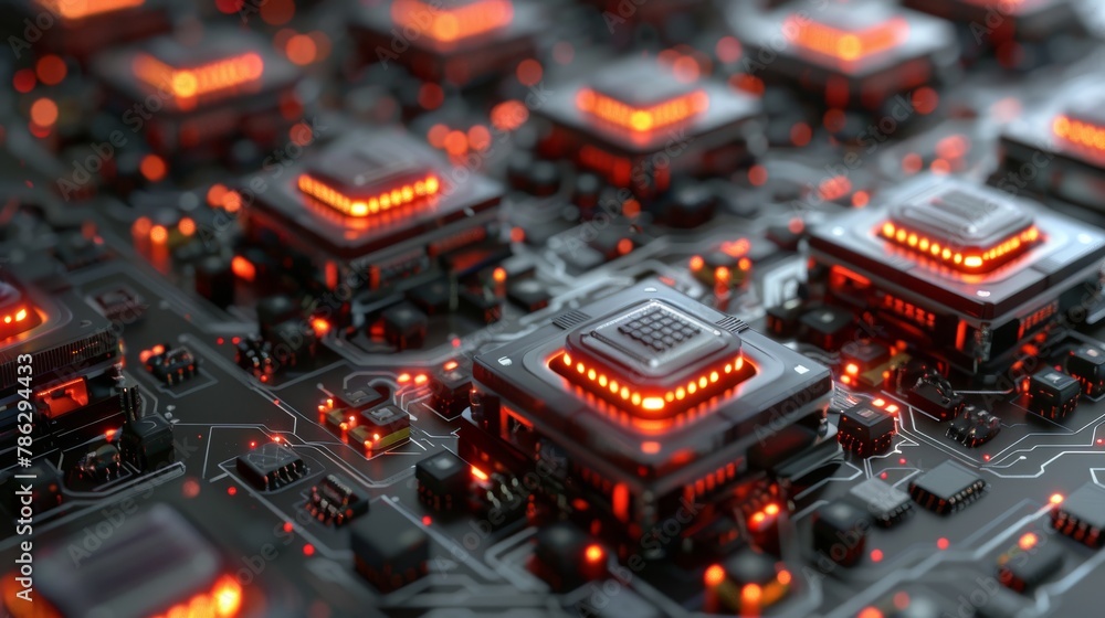 Poster Conceptual image of a central computer processor CPU. 3D rendering.