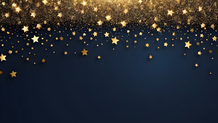 Fototapeta na wymiar Christmas and New Year background with gold glittering stars