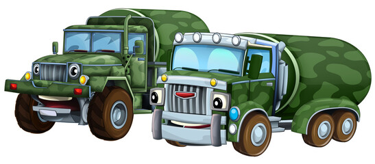 cartoon scene with two military army cars vehicles theme isolated background illustration for children - 786294632