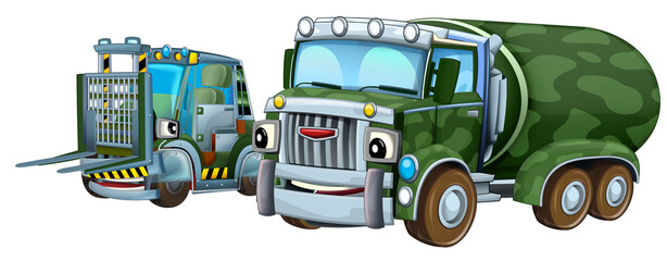 cartoon scene with two military army cars vehicles theme isolated background illustration for children - 786294661