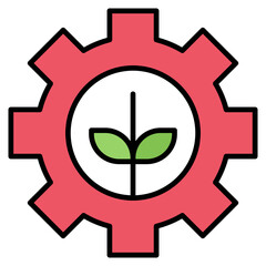 Energy, gear, generate, process, leaf Icon