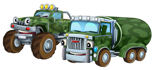 cartoon scene with two military army cars vehicles theme isolated background illustration for children - 786295004