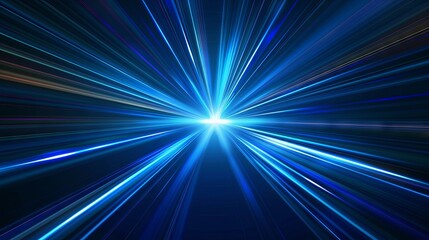 Dynamic blue light burst with abstract speed lines