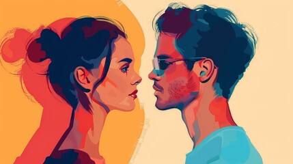 A Colorful Illustration of a Man and Woman