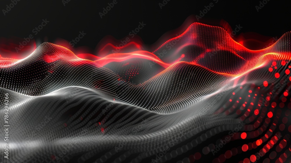 Aufkleber Abstract wave dots on dark background. Technology modern background.