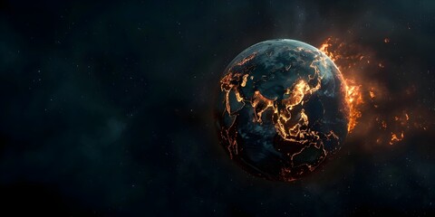 Haunting Visualization of Earth Burning from Industrial Pollution and Global Warming