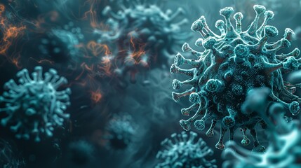 Naklejka na ściany i meble Microscopic Virus Illustration with Blurred Background