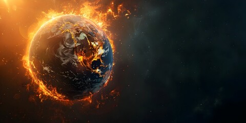 Fiery Earth Symbolizing the Intensifying Global Climate Crisis from Industrial Activity - obrazy, fototapety, plakaty