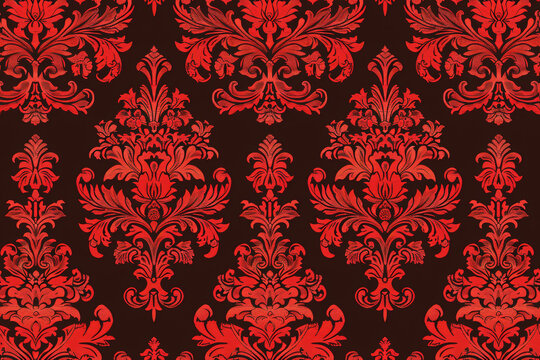 Brocade style colorful fabric pattern close image.