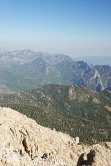 The panorama from Tahtali mountain, Antalya provence, Turkey