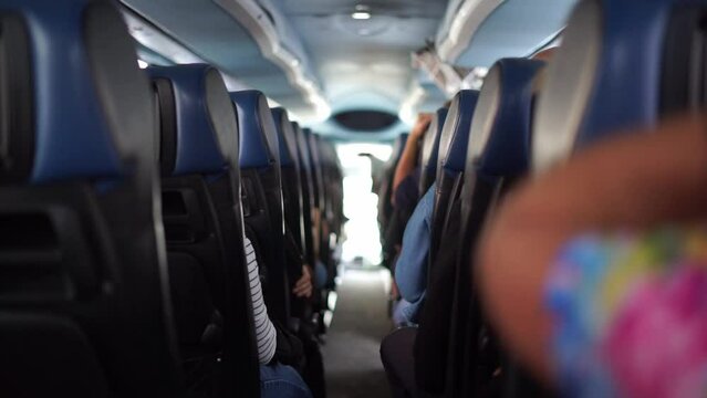 public transport bus inside people