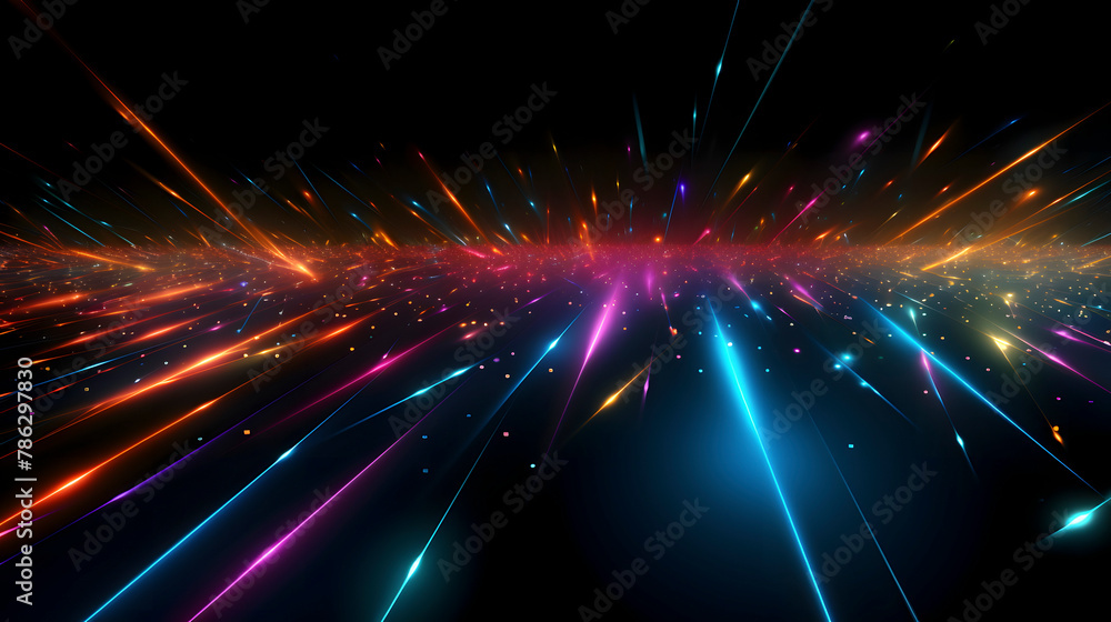 Wall mural digital technology black background color laser light abstract pattern poster web page ppt backgroun