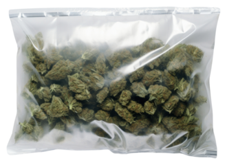 PNG  Plastic wrapping over a cannabis plant herbs white background.