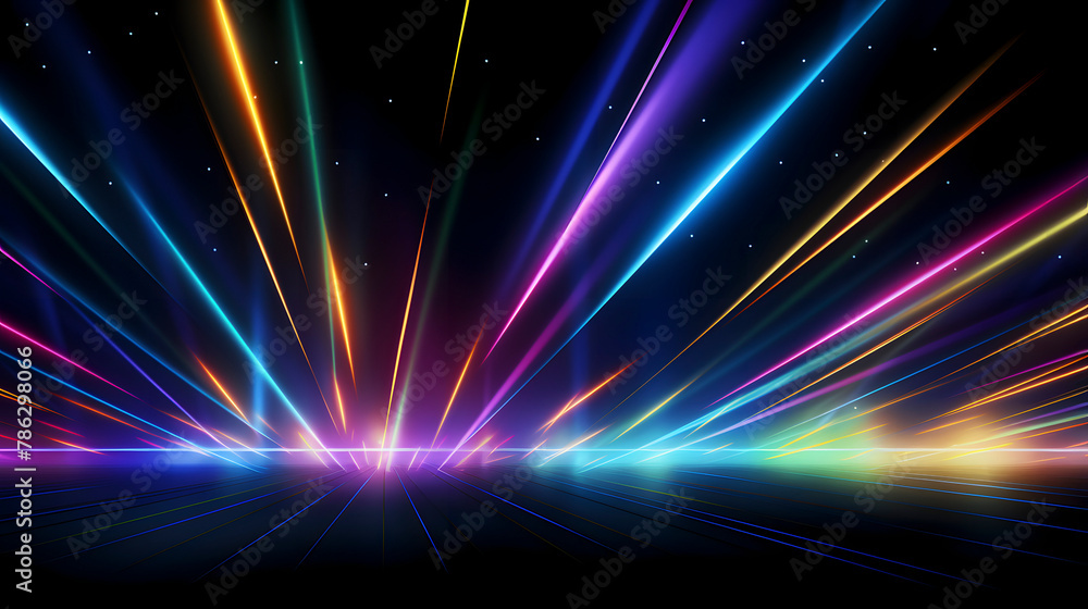 Wall mural digital technology black background color laser light abstract pattern poster web page ppt backgroun