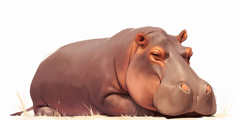 Hipopótamo no fundo branco - Ilustração