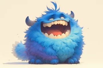 Fotobehang funny blue monster character with open mouth © Photo And Art Panda