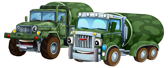 cartoon scene with two military army cars vehicles theme isolated background illustration for children - 786299203