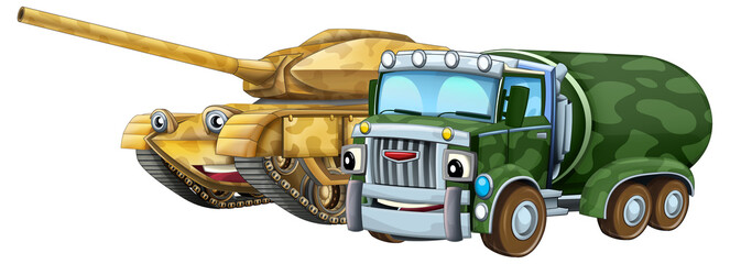 cartoon scene with two military army cars vehicles theme isolated background illustration for children - 786299686