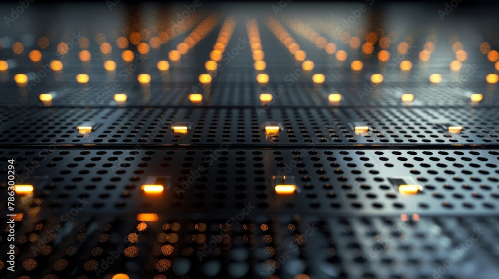 Poster A silicon wafer with a hardware data processing background, rendered in 3D