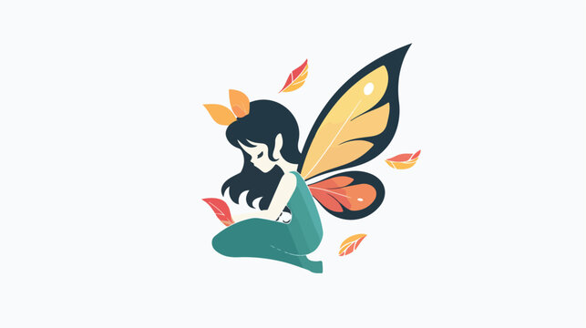 Fairy logo with little fairy on white background Illustration