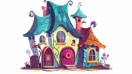 Fantasy house. Flat design. Magic little home. isolated