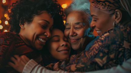 Multigenerational Connection: Grandmother, Mother, and Daughter in Unity. Generative AI.