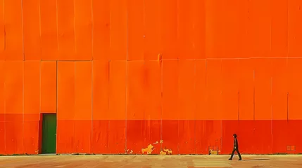 Keuken spatwand met foto Minimalist orange landscape abstract illustration poster background © jinzhen
