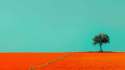 Fototapete Rund Minimalist orange landscape abstract illustration poster background © jinzhen