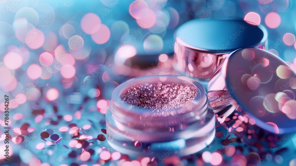Poster a beauty fashion bokeh background for displaying cosmetics in 3d. top view.