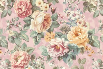 Detailed shot of flower pattern on pink background