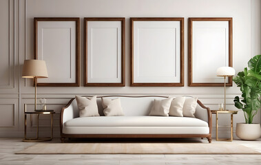 A collection of blank white frames with a leather finish, ready for customization, Image frame Mockup