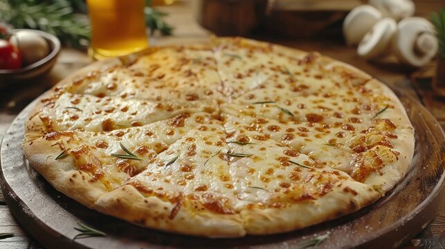 Hyper realistic AI pizza, cheese