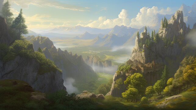 Fantasy landscape paintings, fantasy background