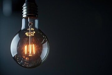 Cropped shot of a lightbulb turned on isolated on black